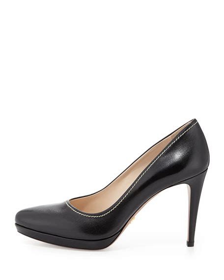 prada almond toe pump black low heel|Prada Pump shoes for Women .